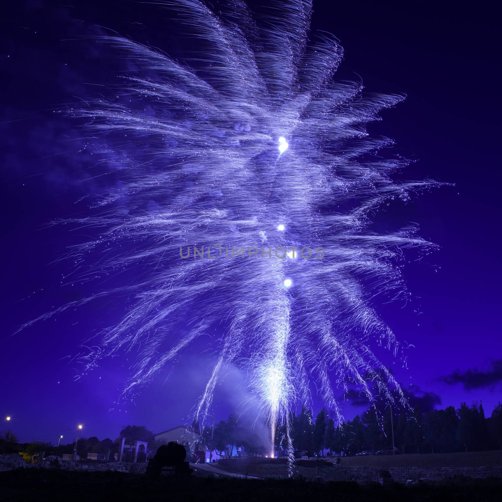 Blue colorful fireworks by vapi