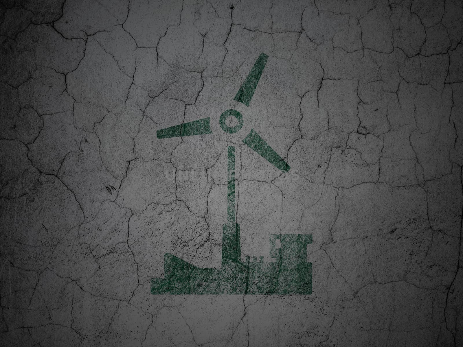 Manufacuring concept: Windmill on grunge wall background by maxkabakov