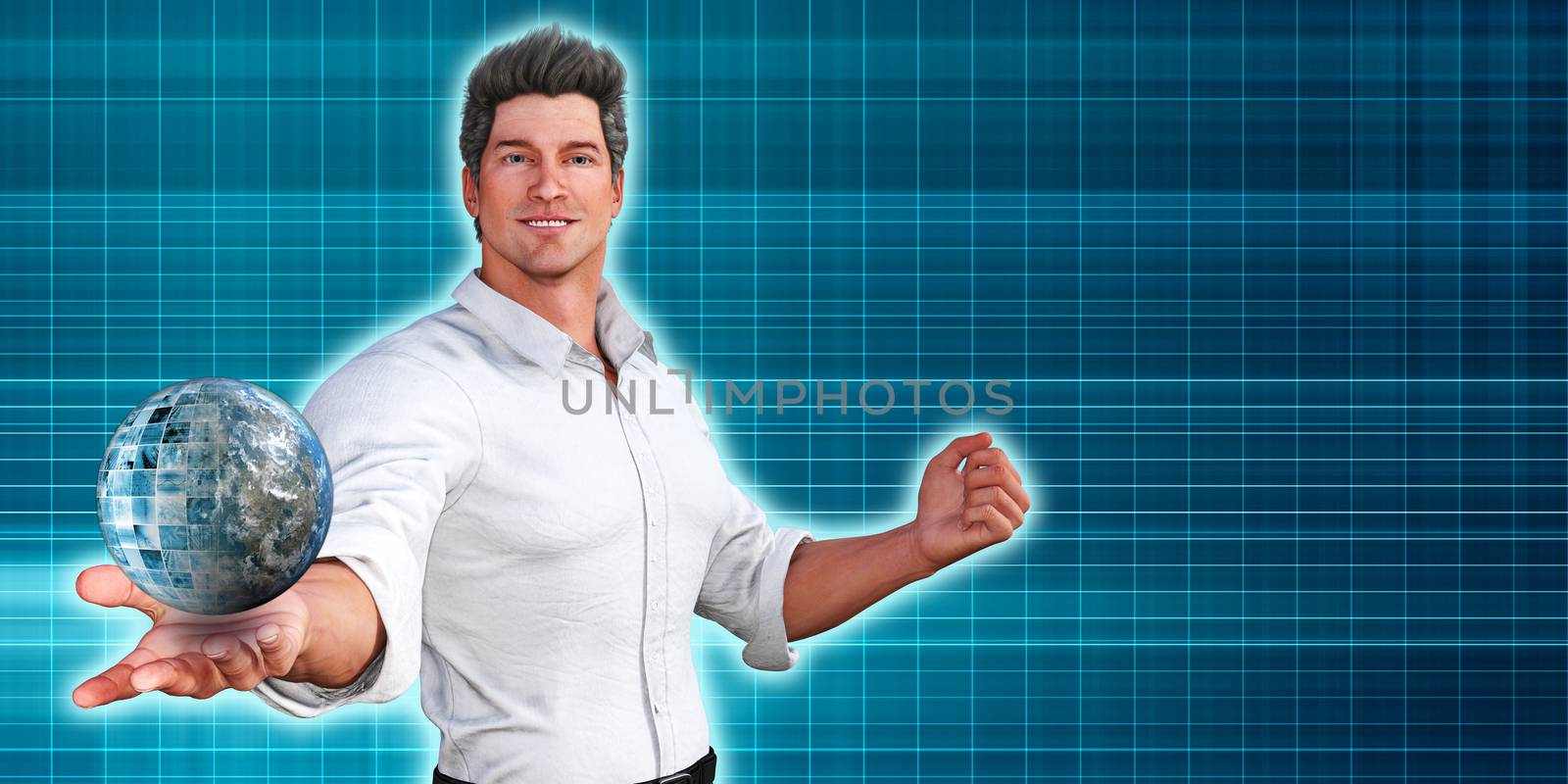 Man Presenting a Business Technology Solution Presentation Background