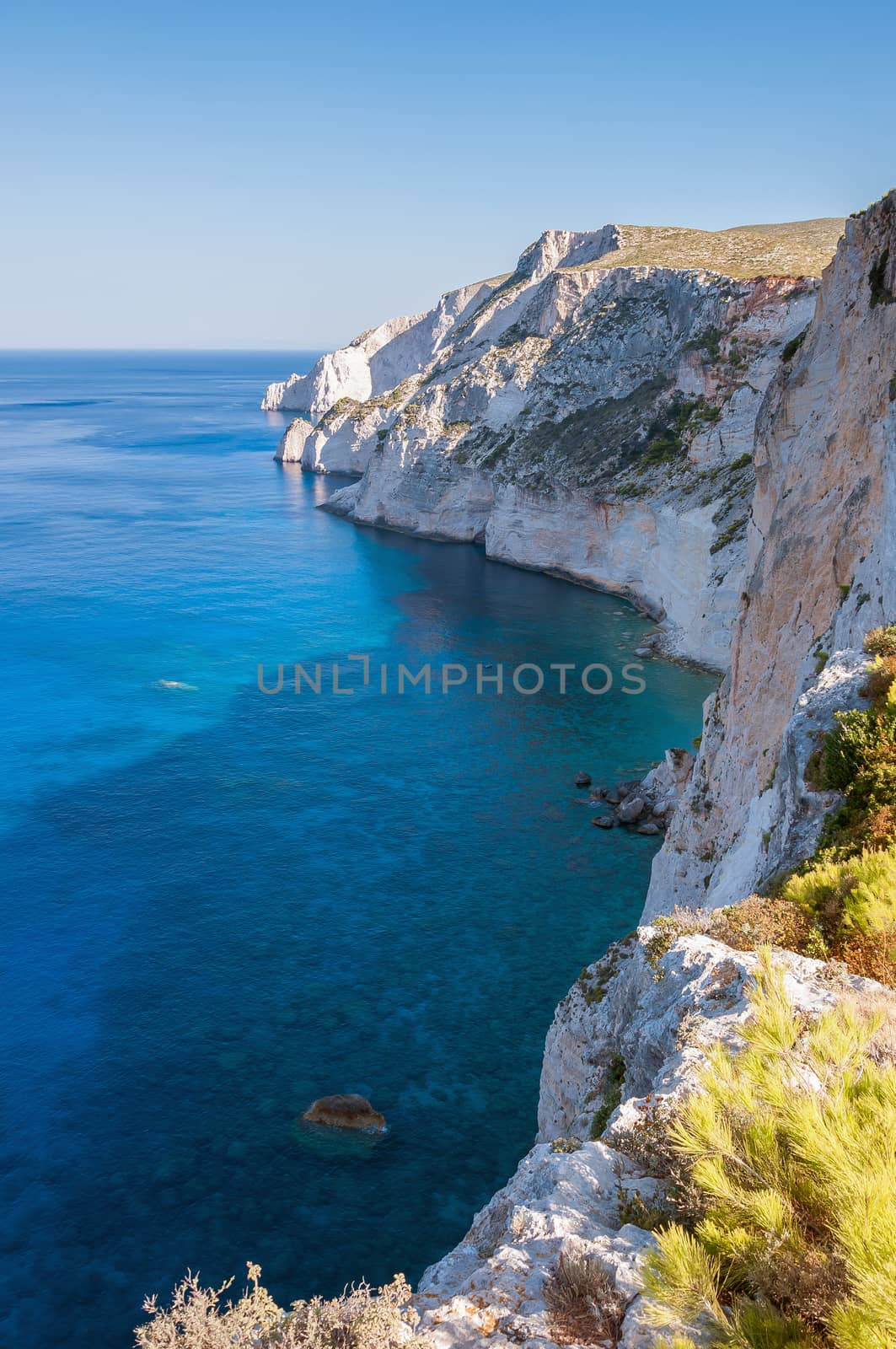 Beautiful cliff coast on Zakynthos Island, Greece