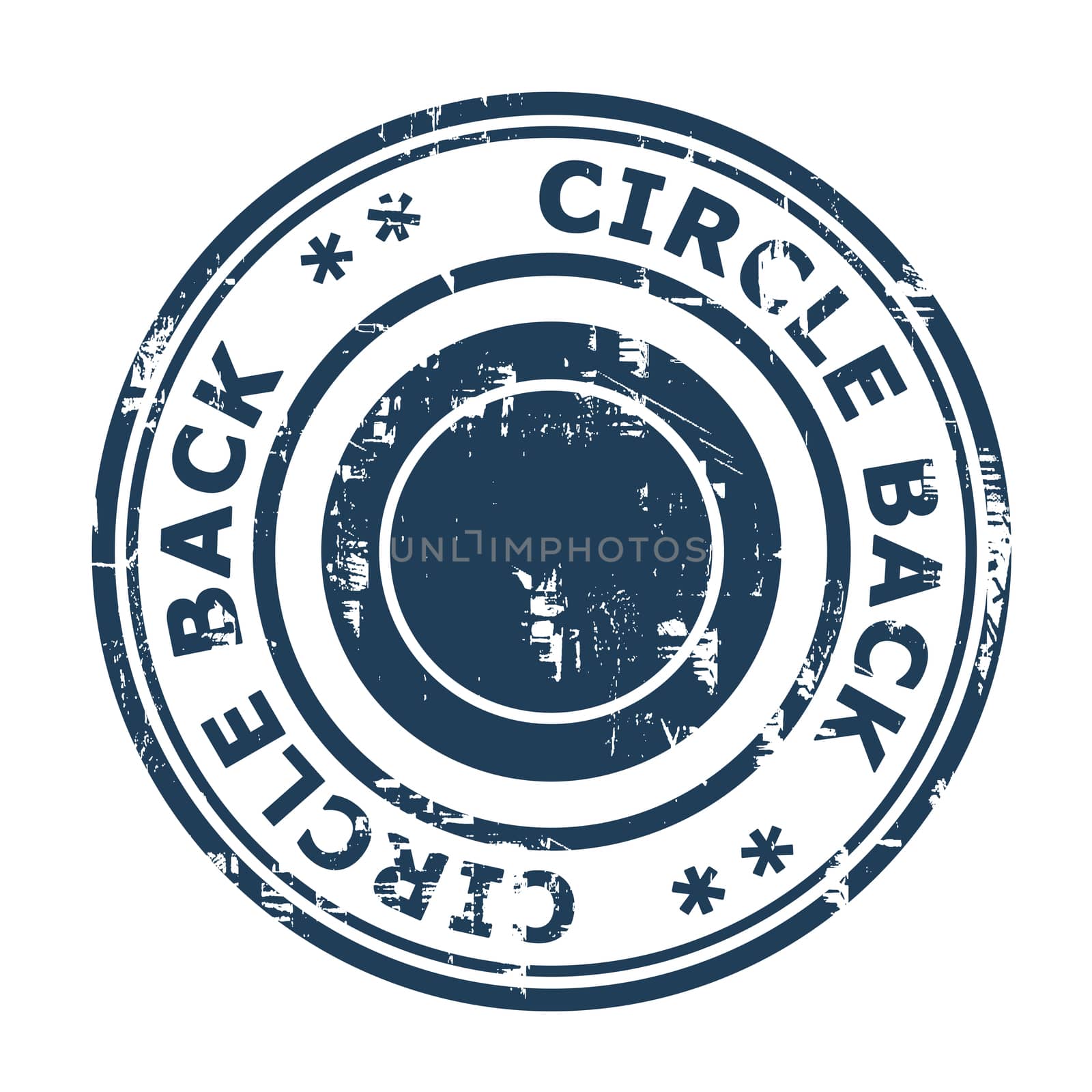 Circle back business concept stamp isolated on a white background.