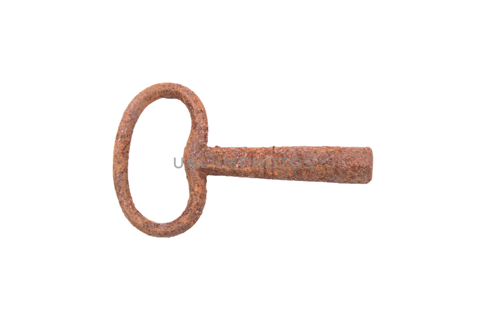 Old rusty key isolated on a white background