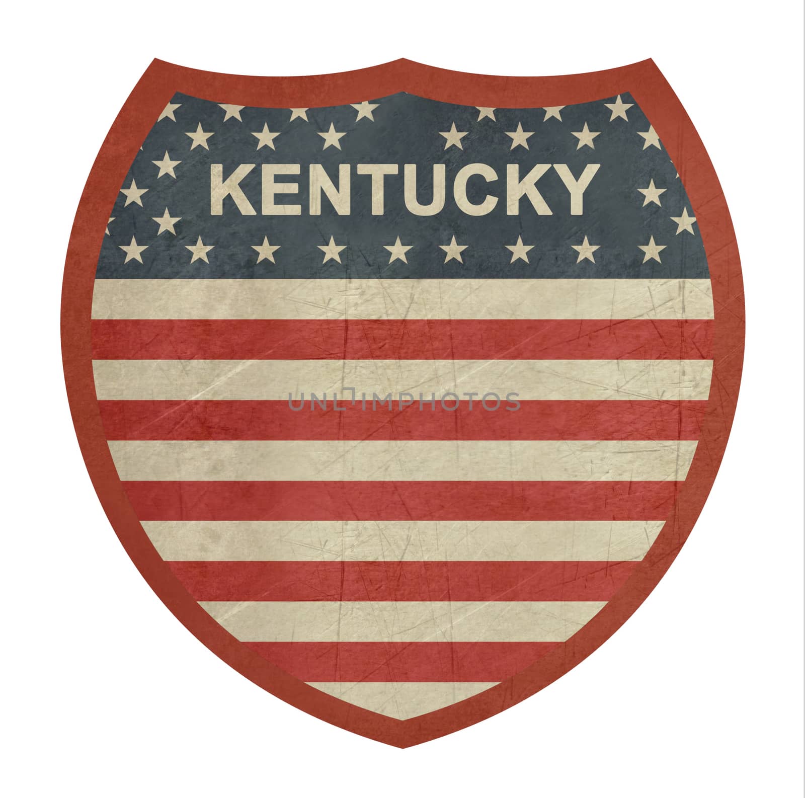 Grunge Kentucky American interstate highway sign isolated on a white background.