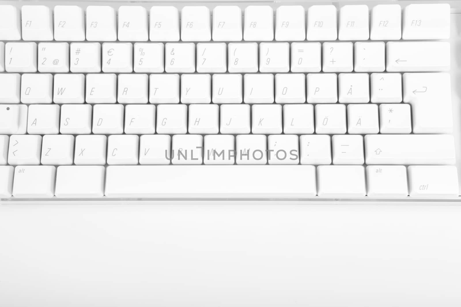 White computer keyboard on white background