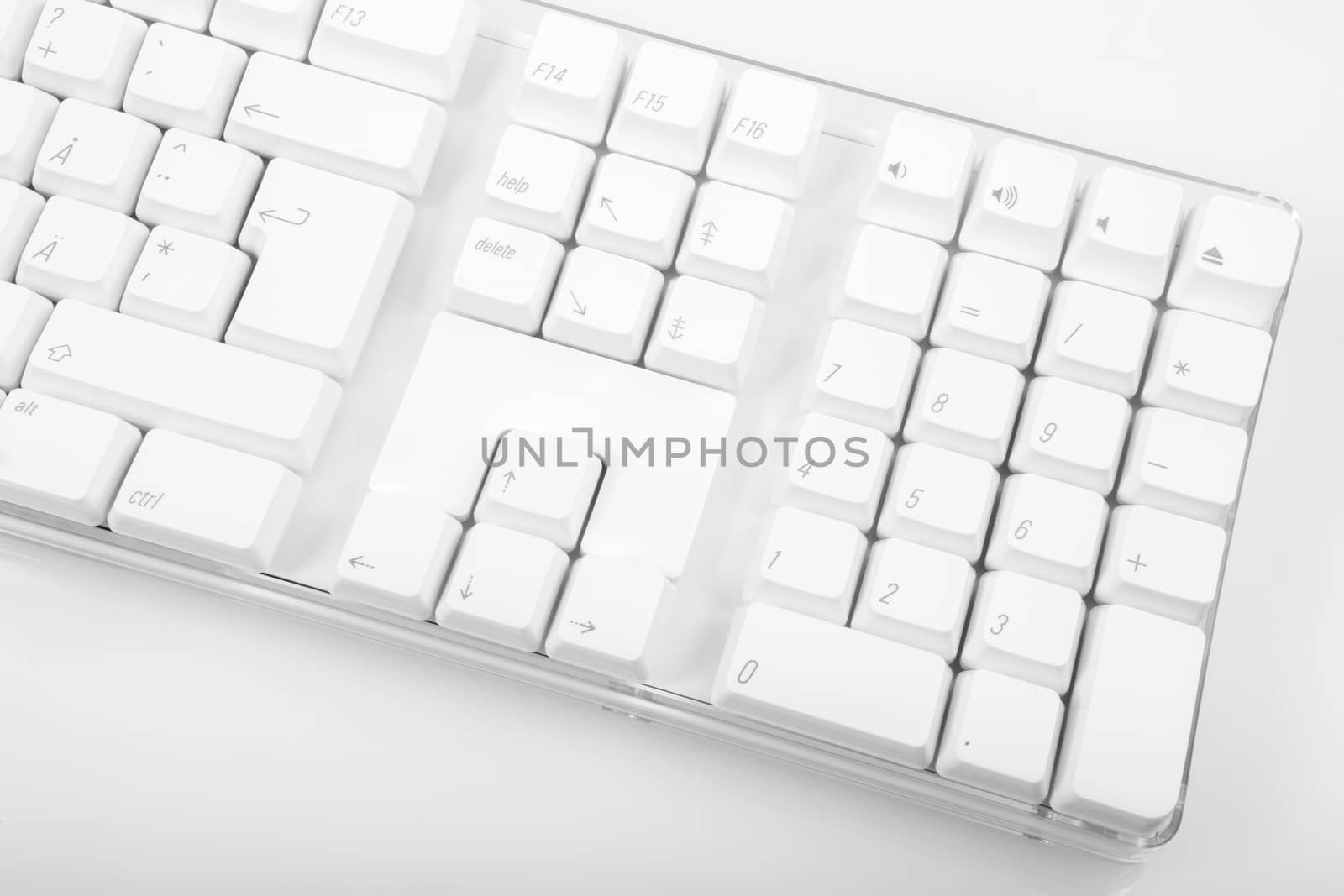 White computer keyboard on white background