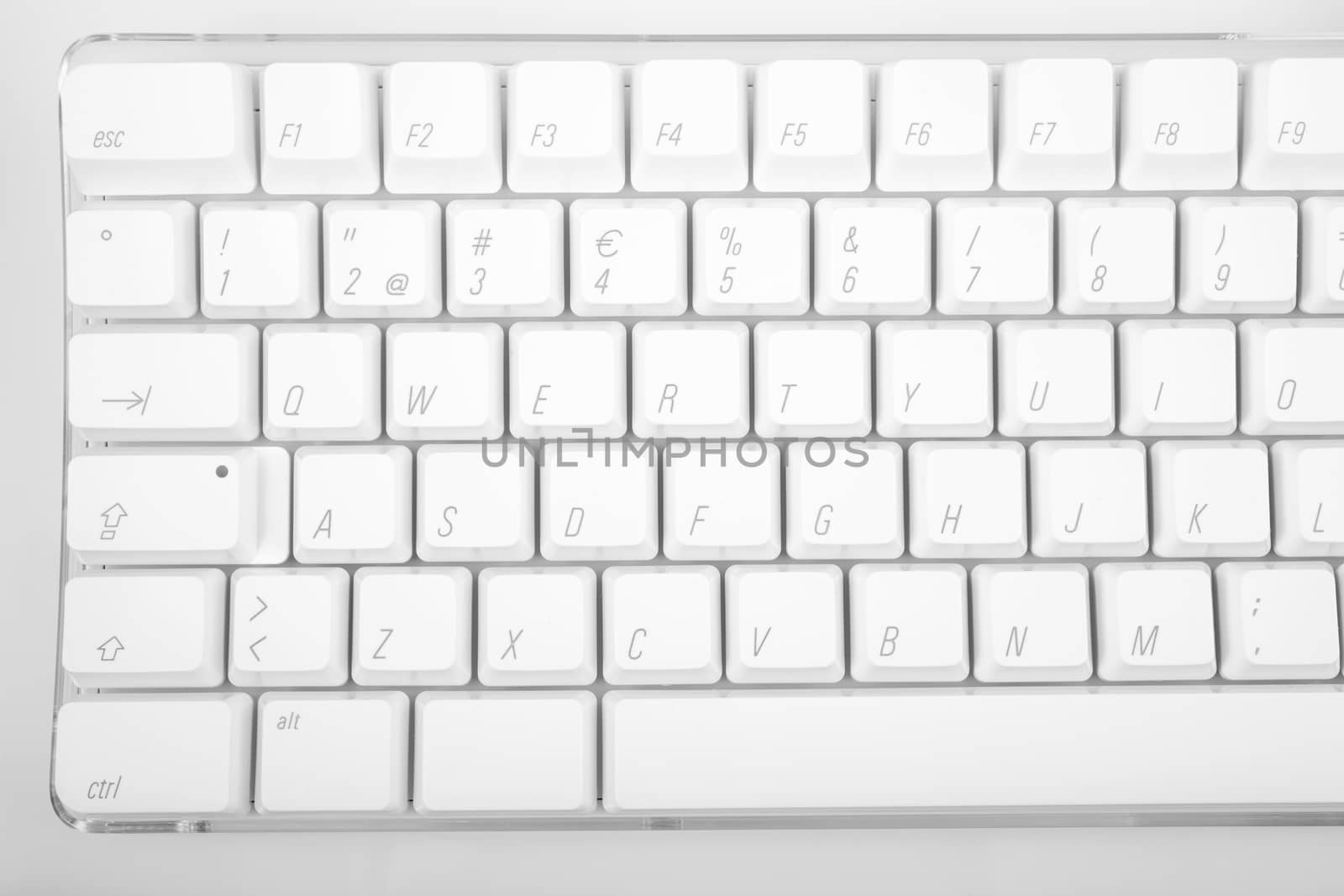 White computer keyboard on white background