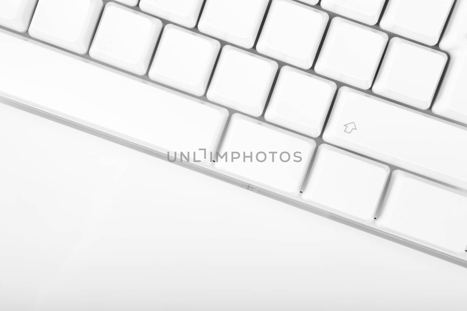 White computer keyboard on white background