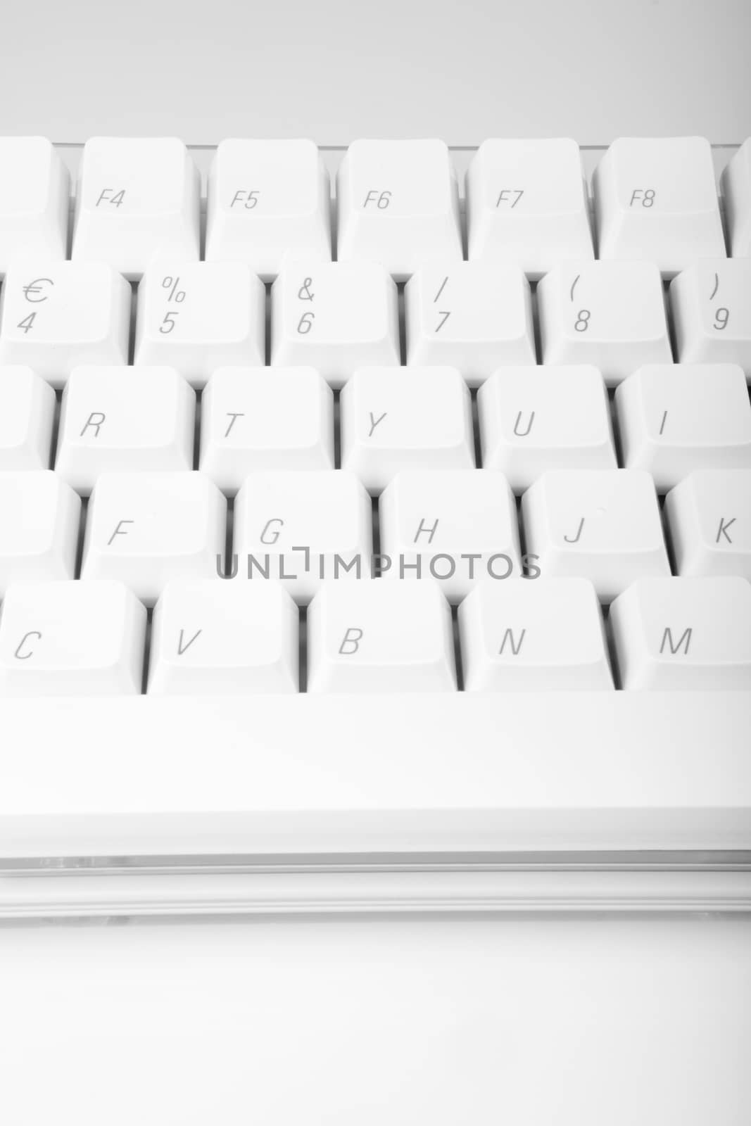 White computer keyboard on white background