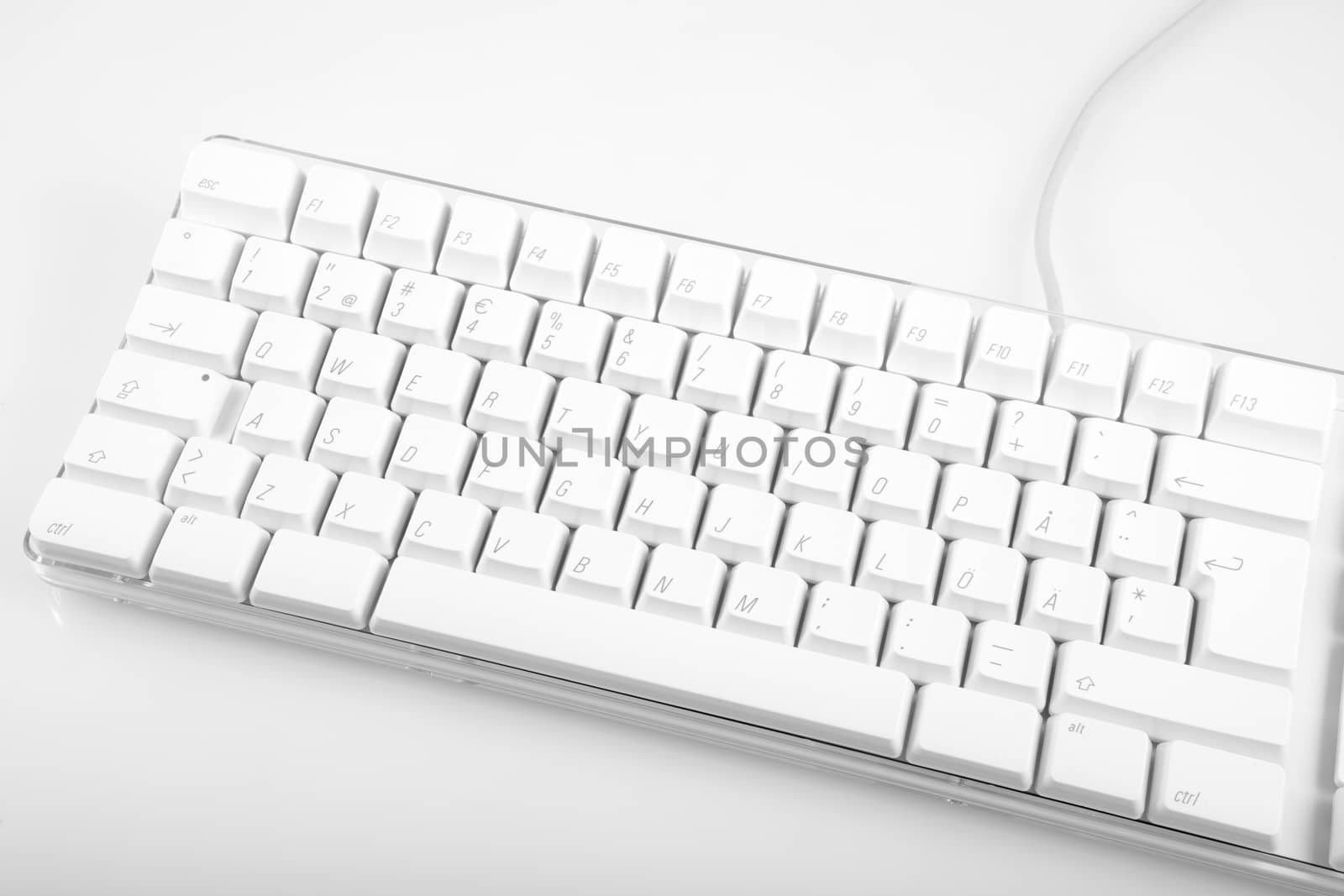 White computer keyboard on white background