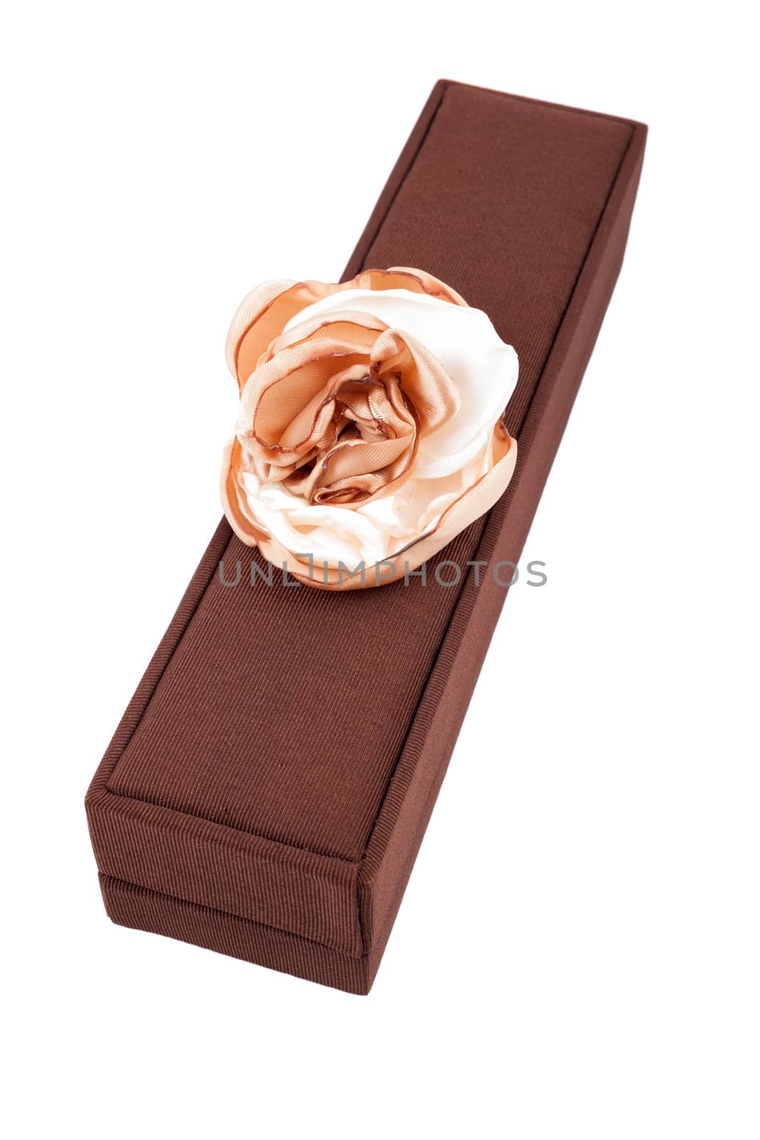 Luxury gift box in brown shades isolated over white background.