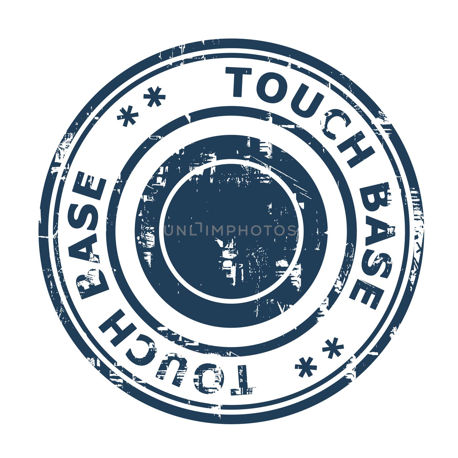 Touch base business concept rubber stamp isolated on a white background.