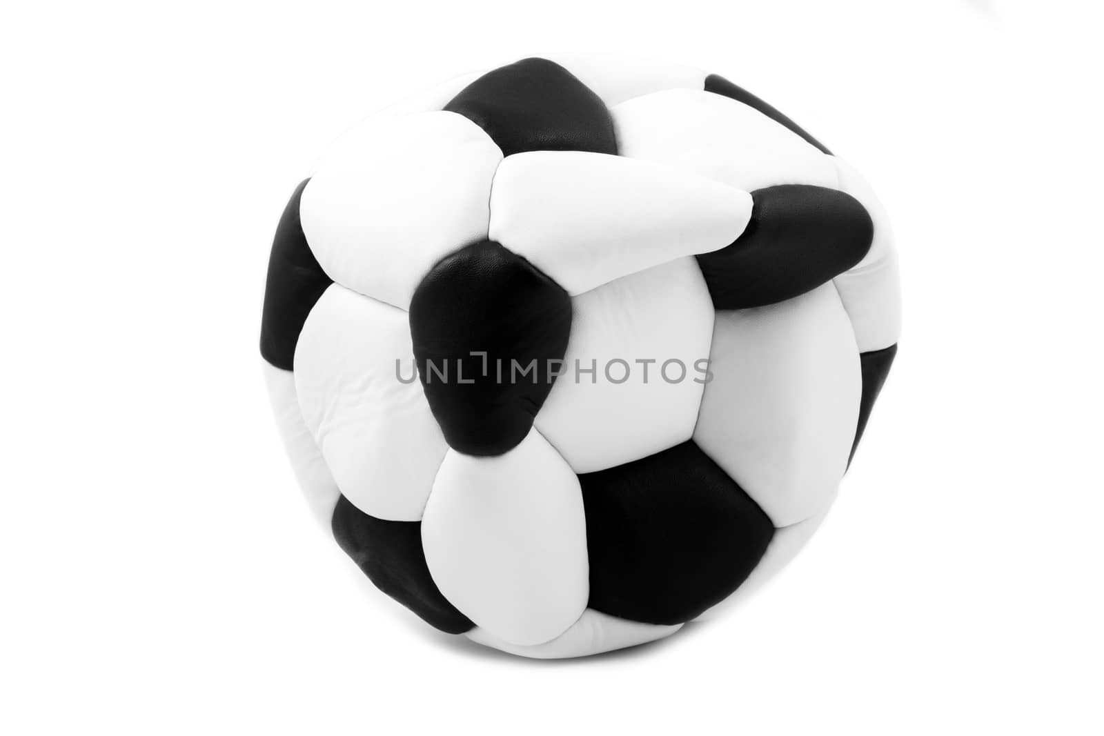 Deflated soccer ball isolated on white