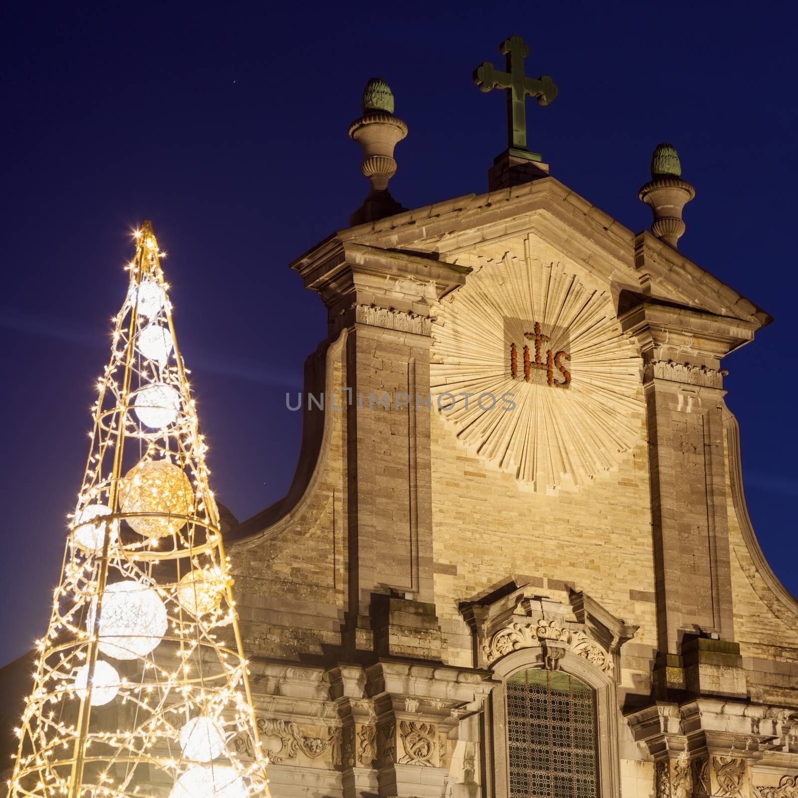 Church of Saints Peter and Paul on Veemarkt in Mechelen. Mechelen, Flemish Region, Belgium