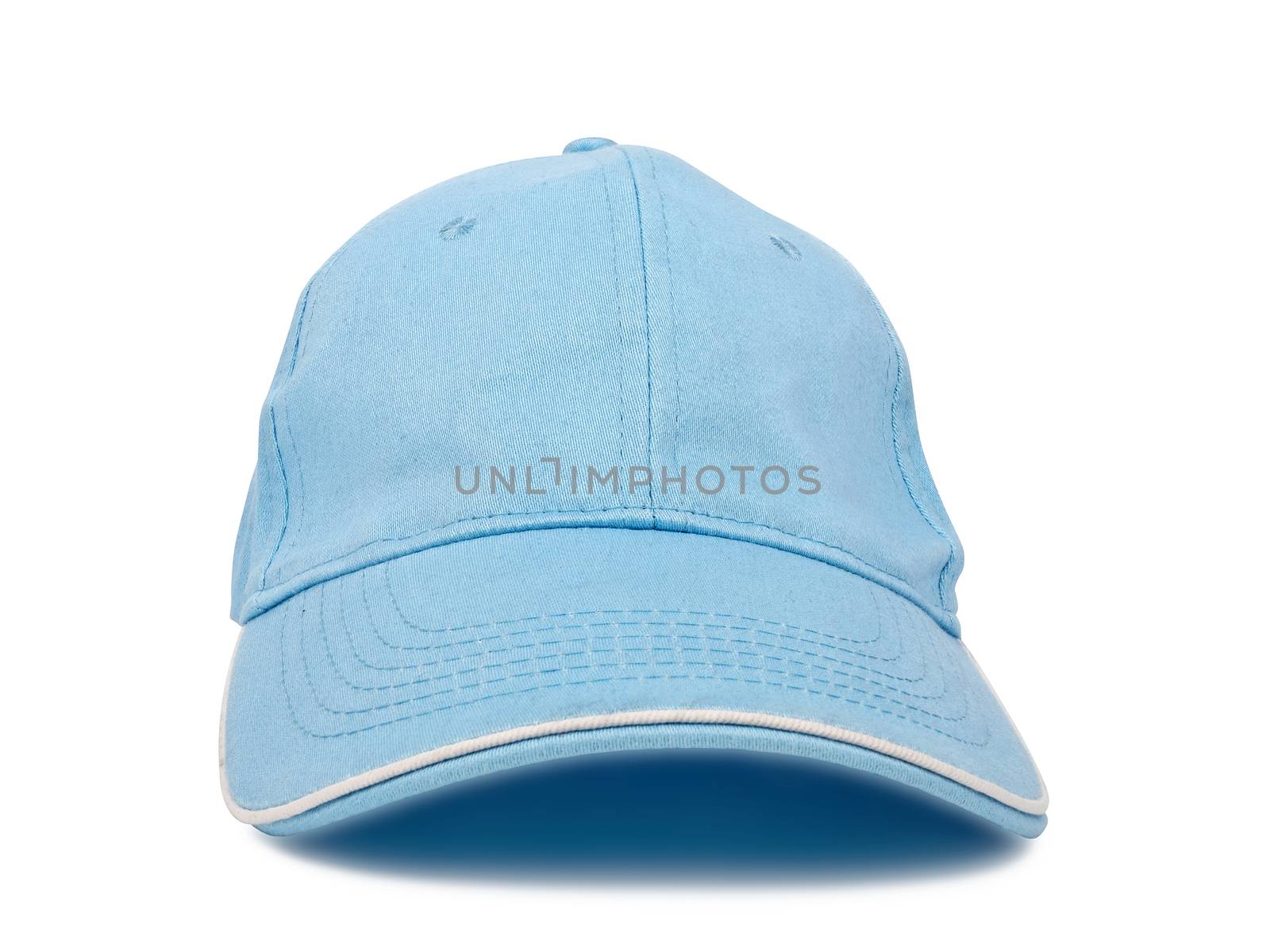 light-blue baseball cap isolated on white background, studio shot