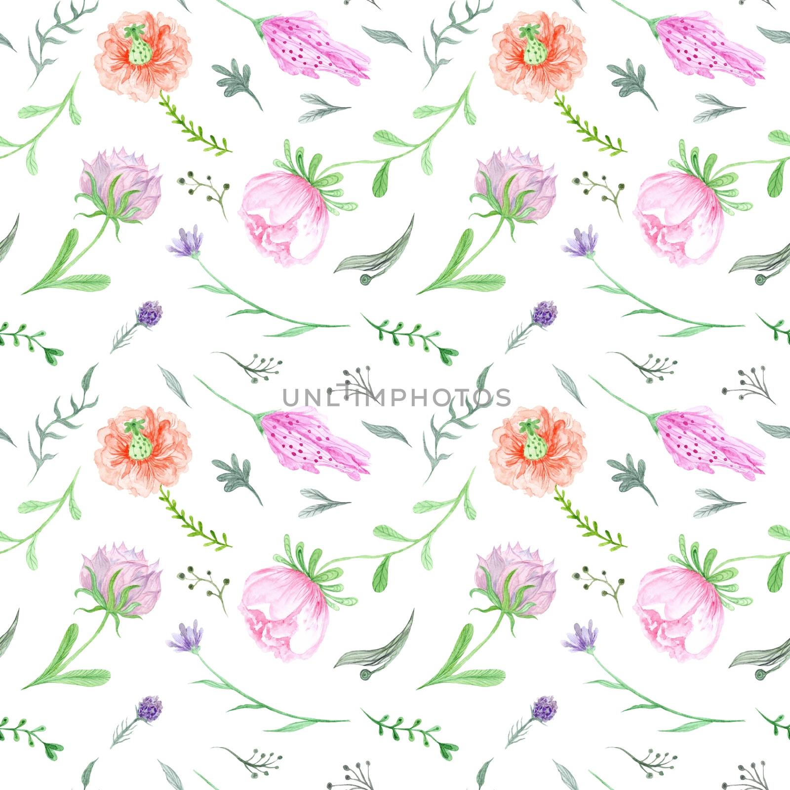 Spring Watercolor Floral Pattern by kisika