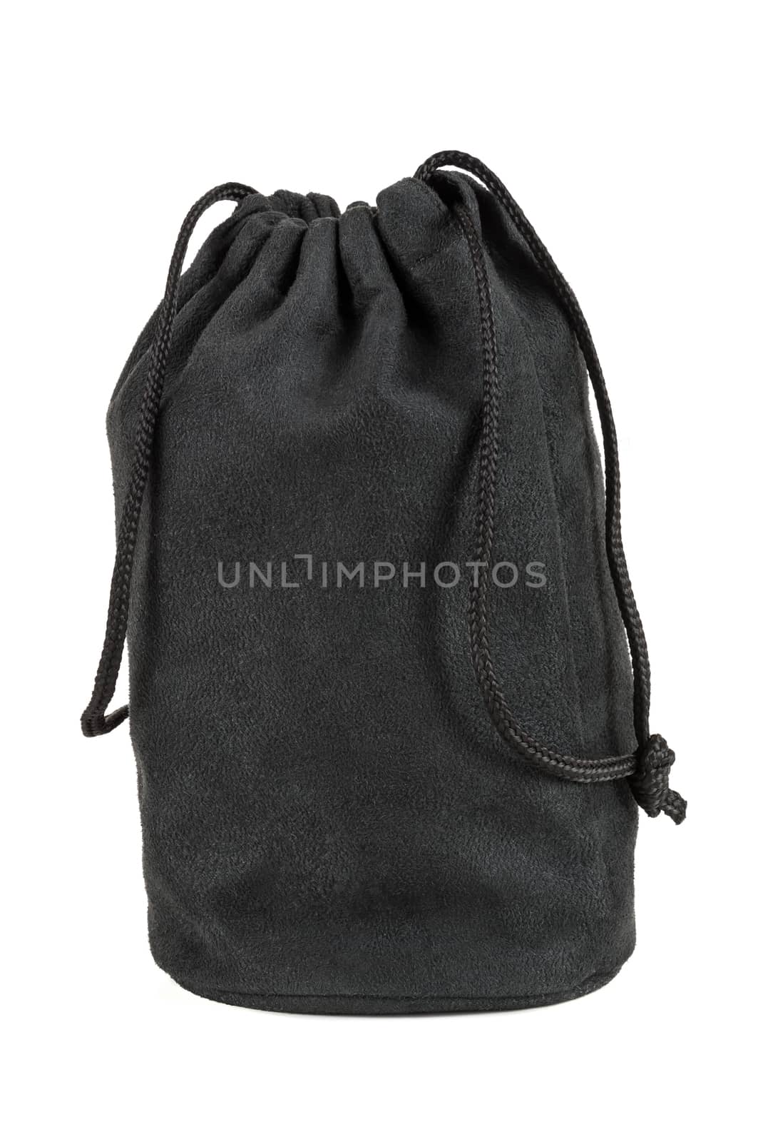 Black textile sack isolated on white background with clipping path