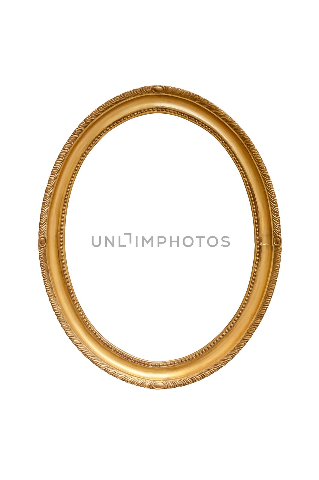 Oval decorative picture frame isolated on white background with clipping path