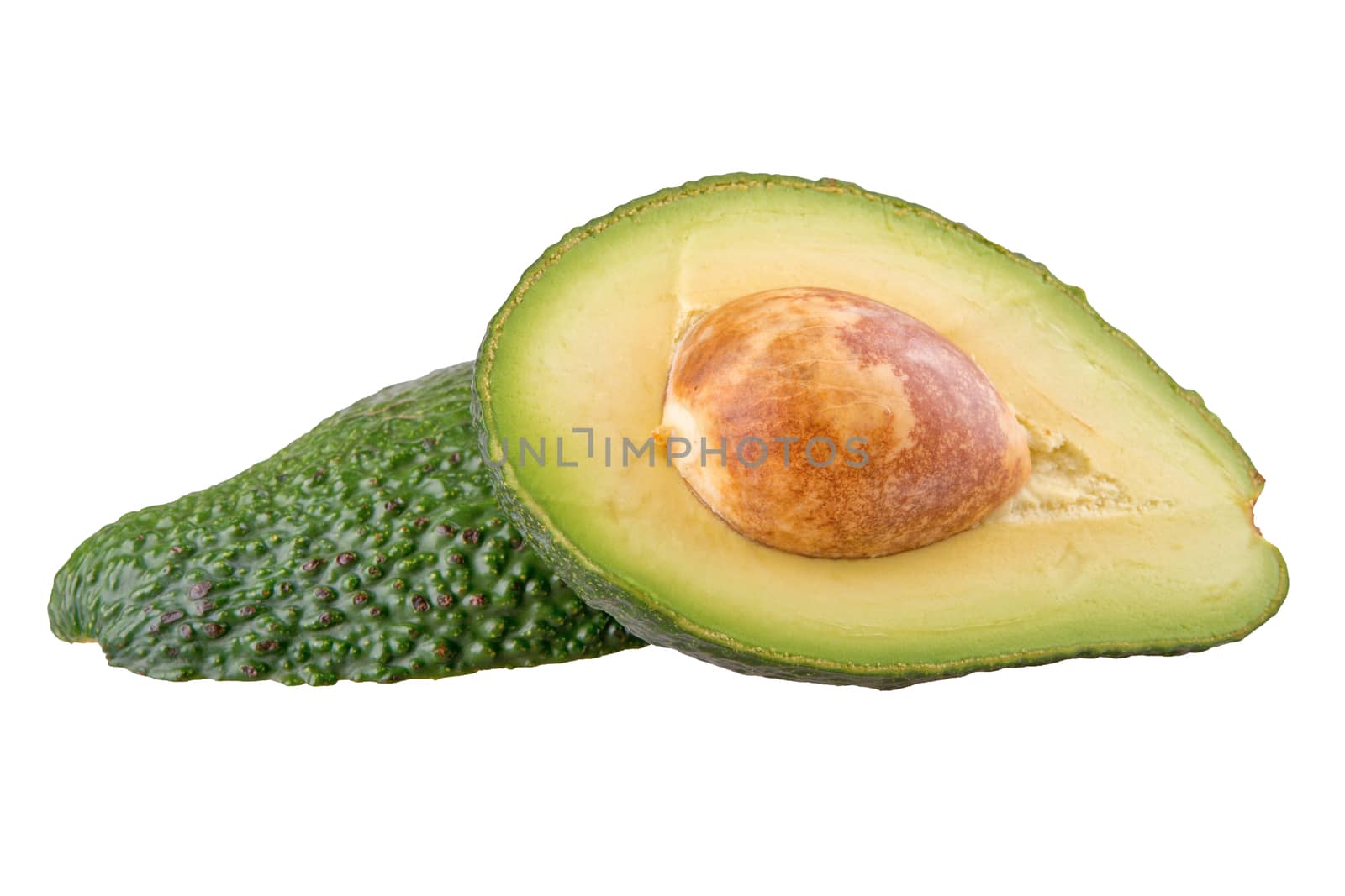 Cut avocado isolated on a white background