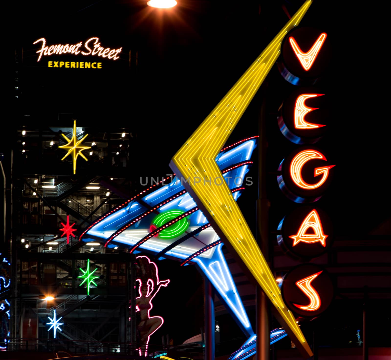 Fremont Street Experience Entrance and Lights by wolterk