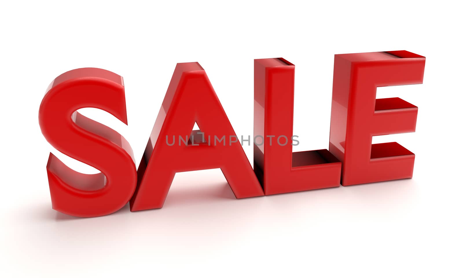 3d red word Sale isolated on white background