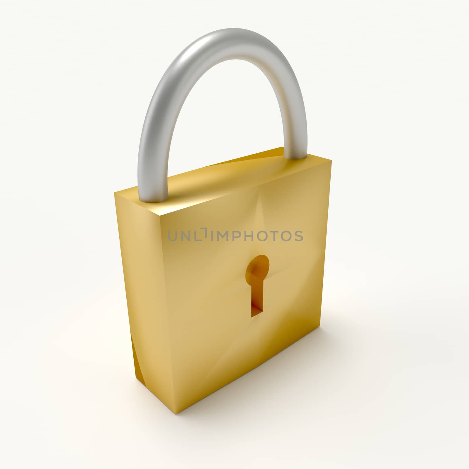 3d yellow lock isolated on white background 