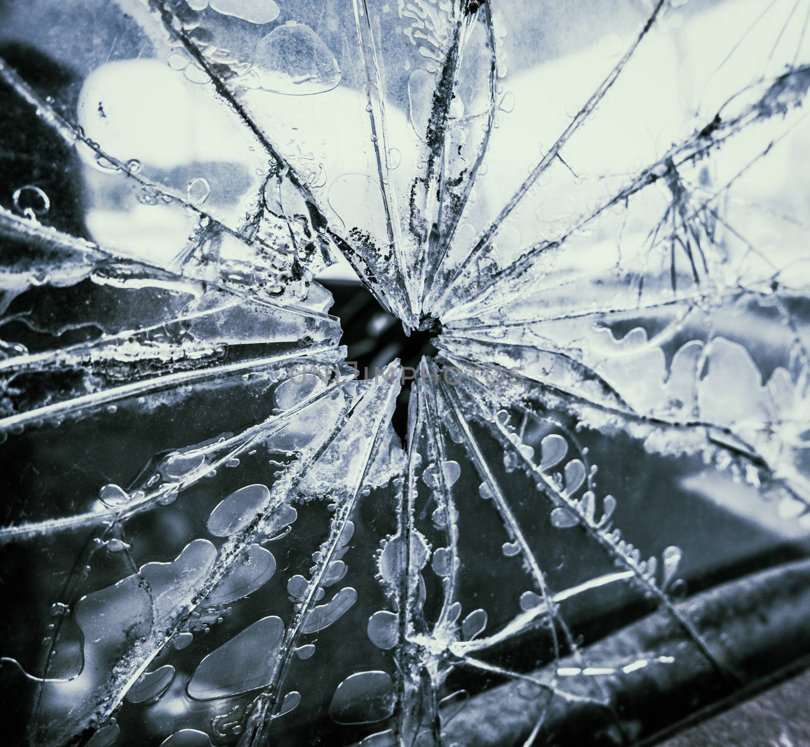 Conceptual Crime Image Of A Smashed Truck Window