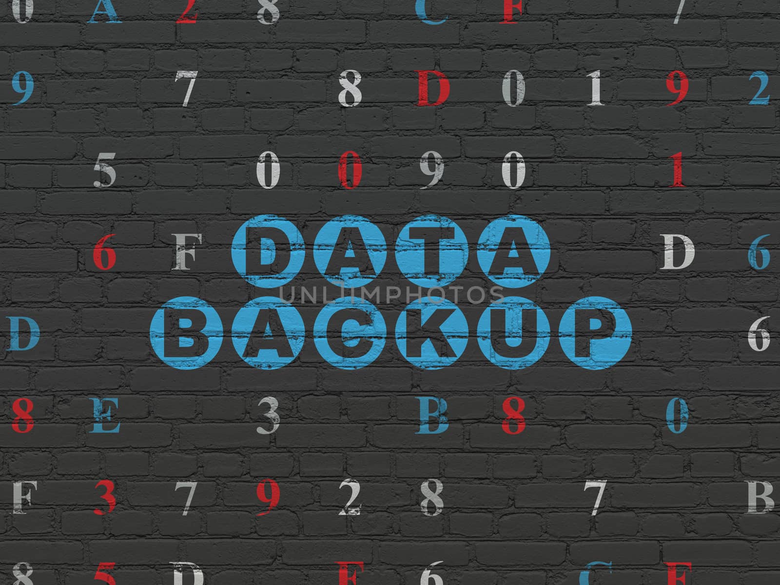 Data concept: Data Backup on wall background by maxkabakov