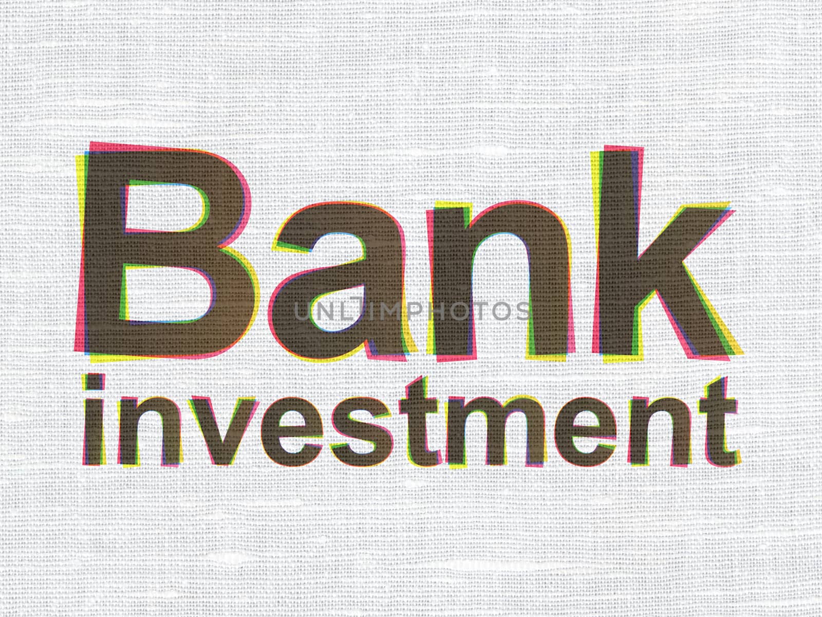 Banking concept: CMYK Bank Investment on linen fabric texture background