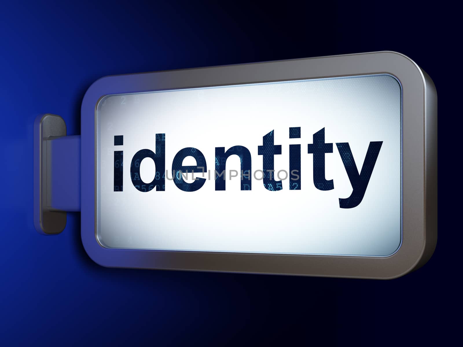 Security concept: Identity on advertising billboard background, 3d render