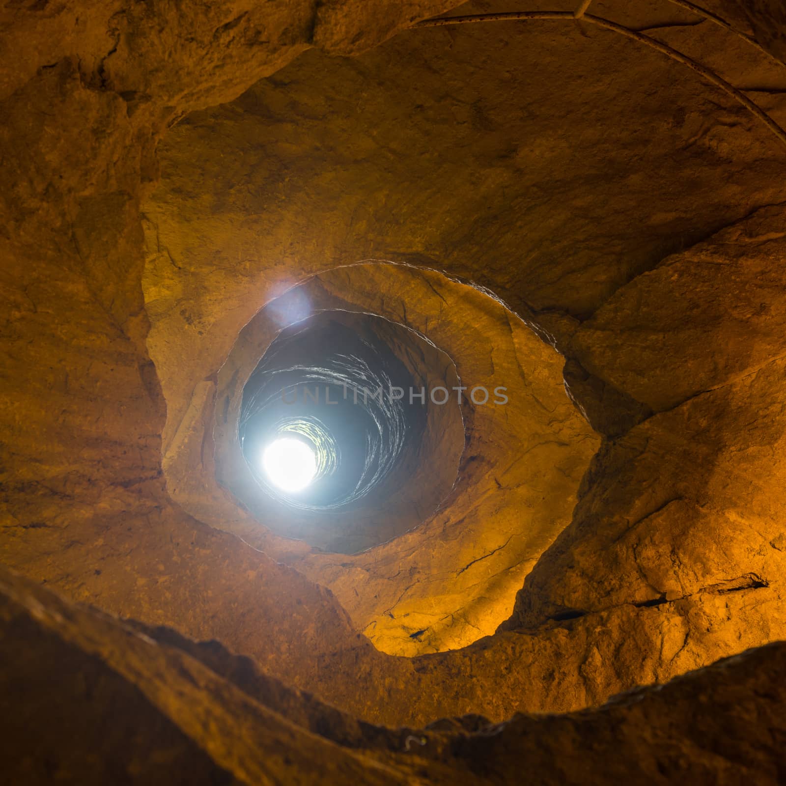 Mysterious dungeon- tunnel with walls made of stone