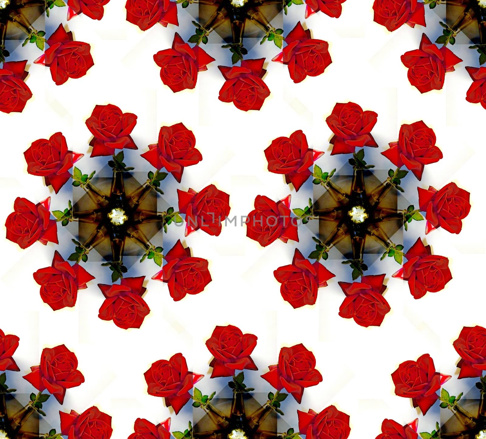 Seamless background of roses in a vase. Circular pattern by Julia_Faranchuk