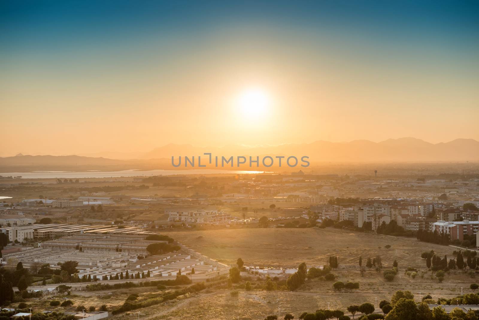 Sunset over europian city by vapi