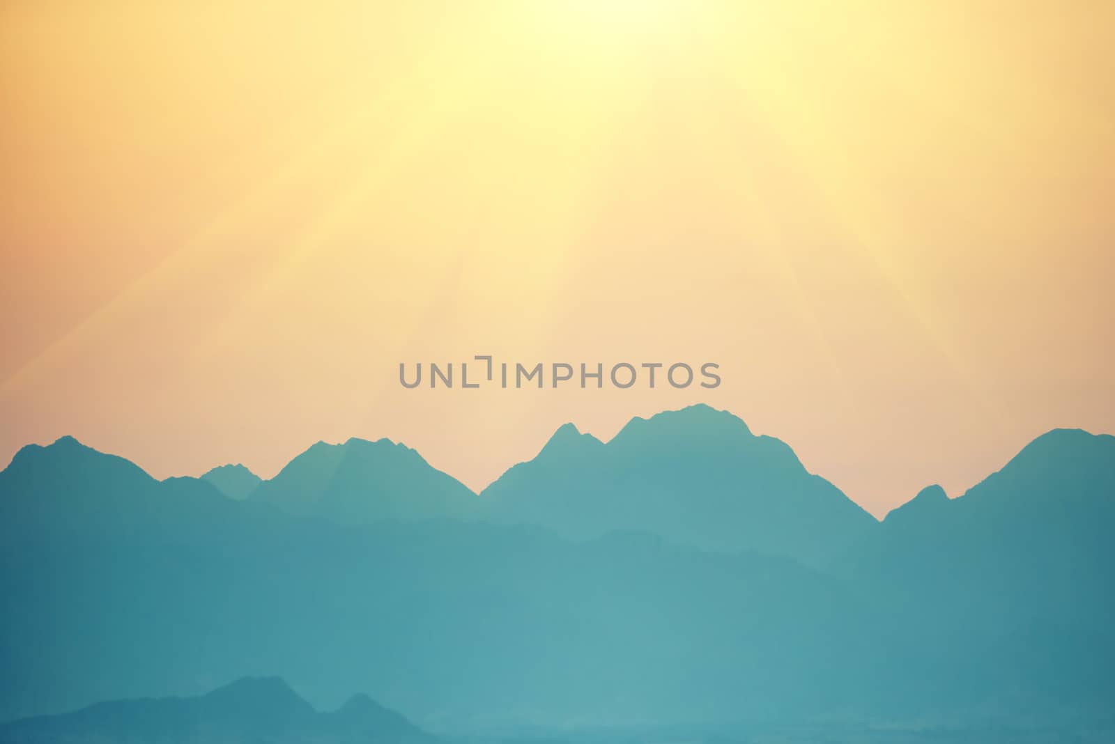 Beautiful orange sunset over mountains by vapi