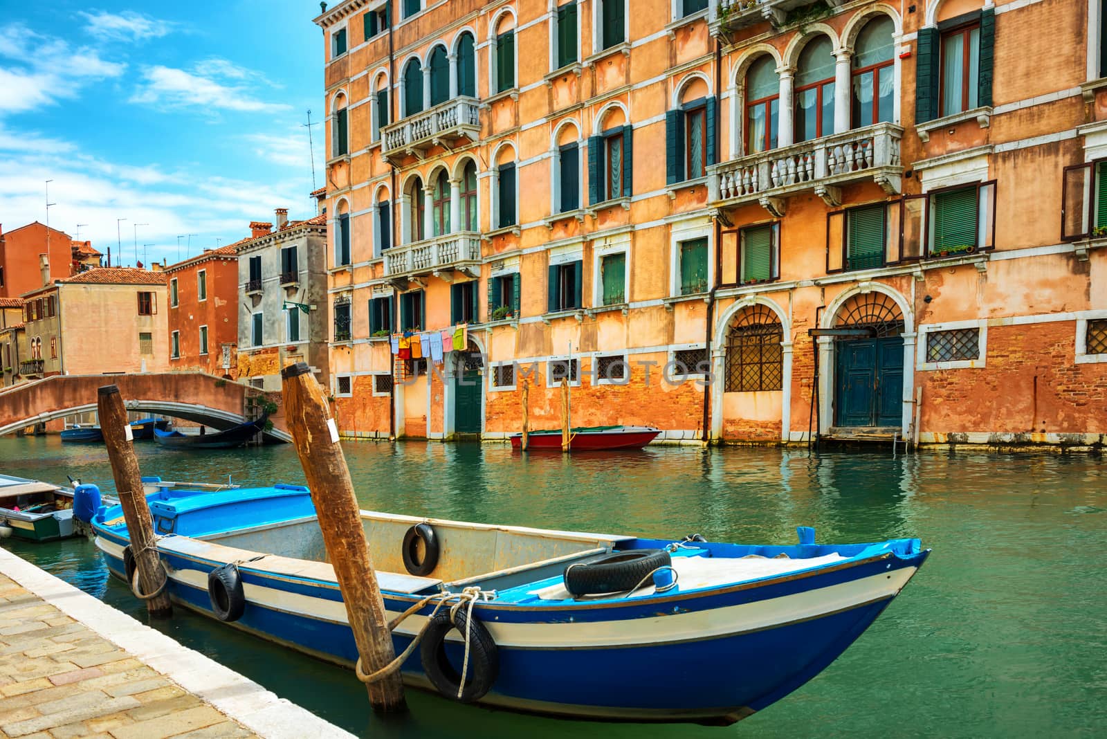 Grand Canal and Basilica Santa Maria della Salute in sunny day. Venice, Italy. Sunny day