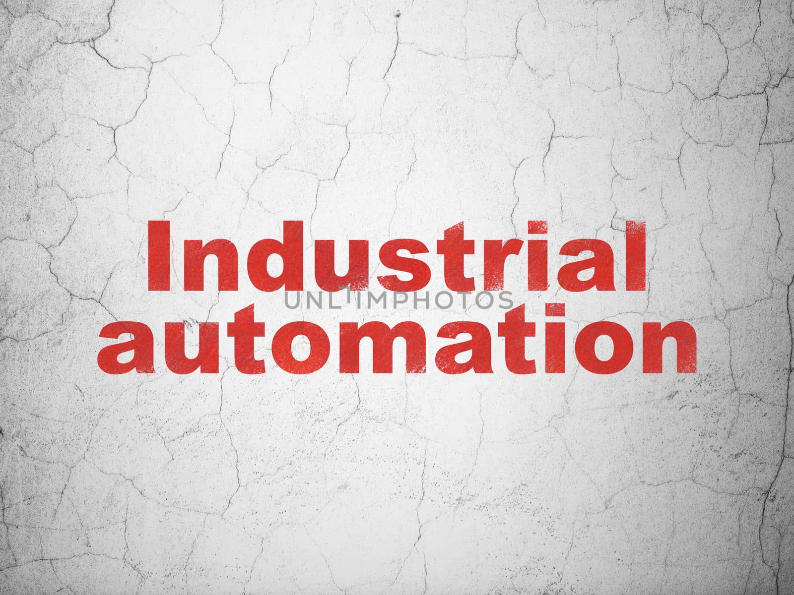 Manufacuring concept: Red Industrial Automation on textured concrete wall background