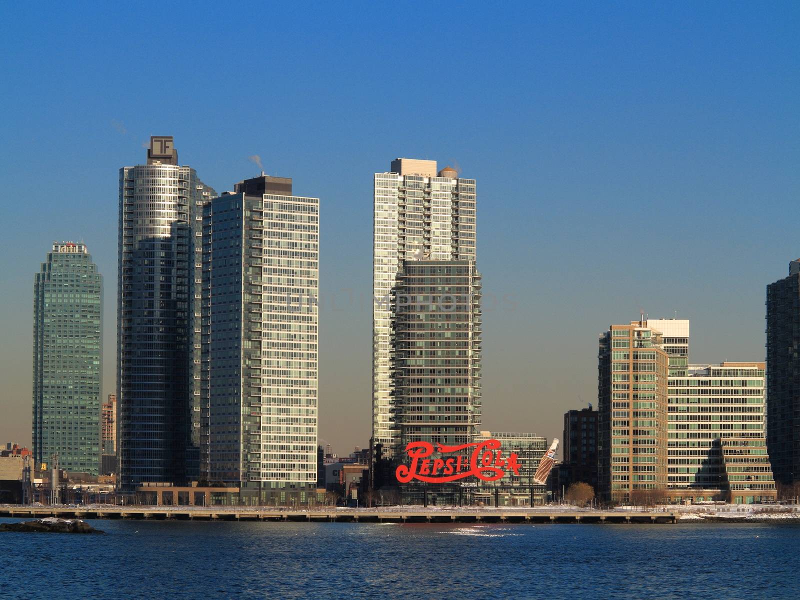 Famous Pepsi-Cola sign in Gantry Plaza State Park, Queens, New York City.