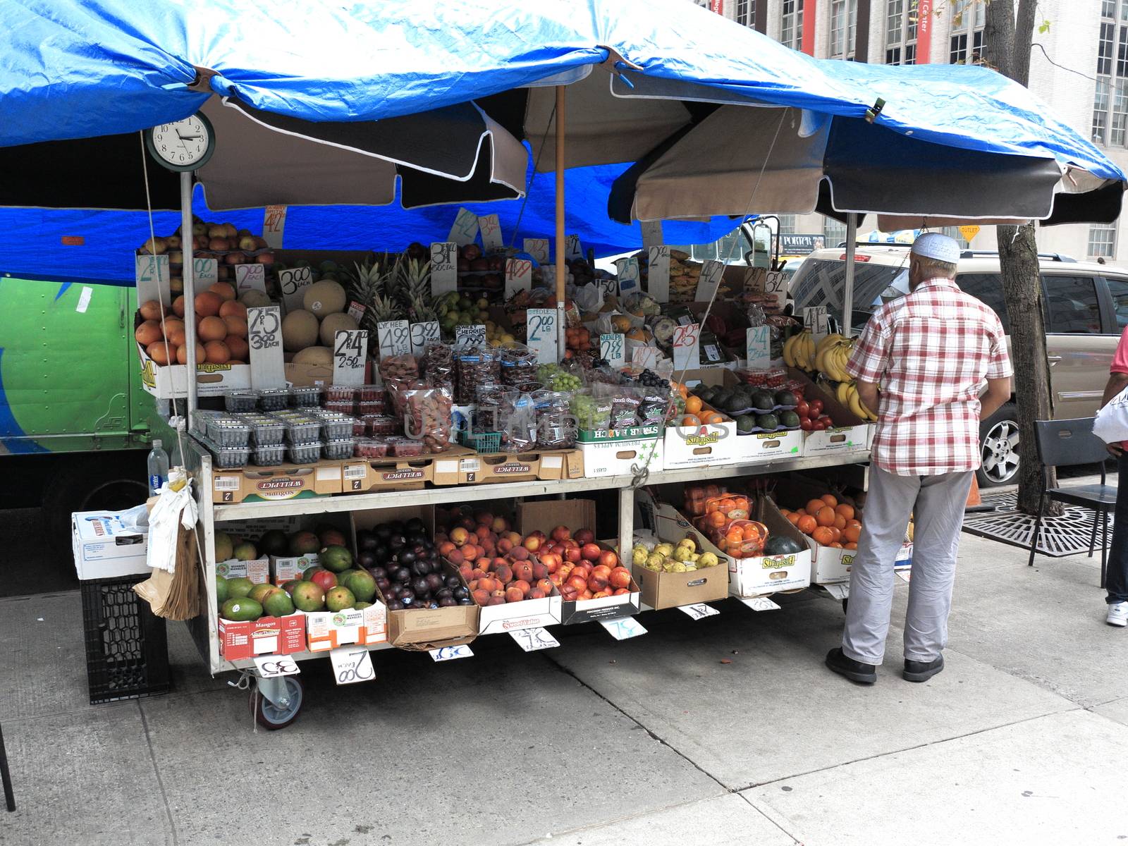 Food stand on a Manhattan street.