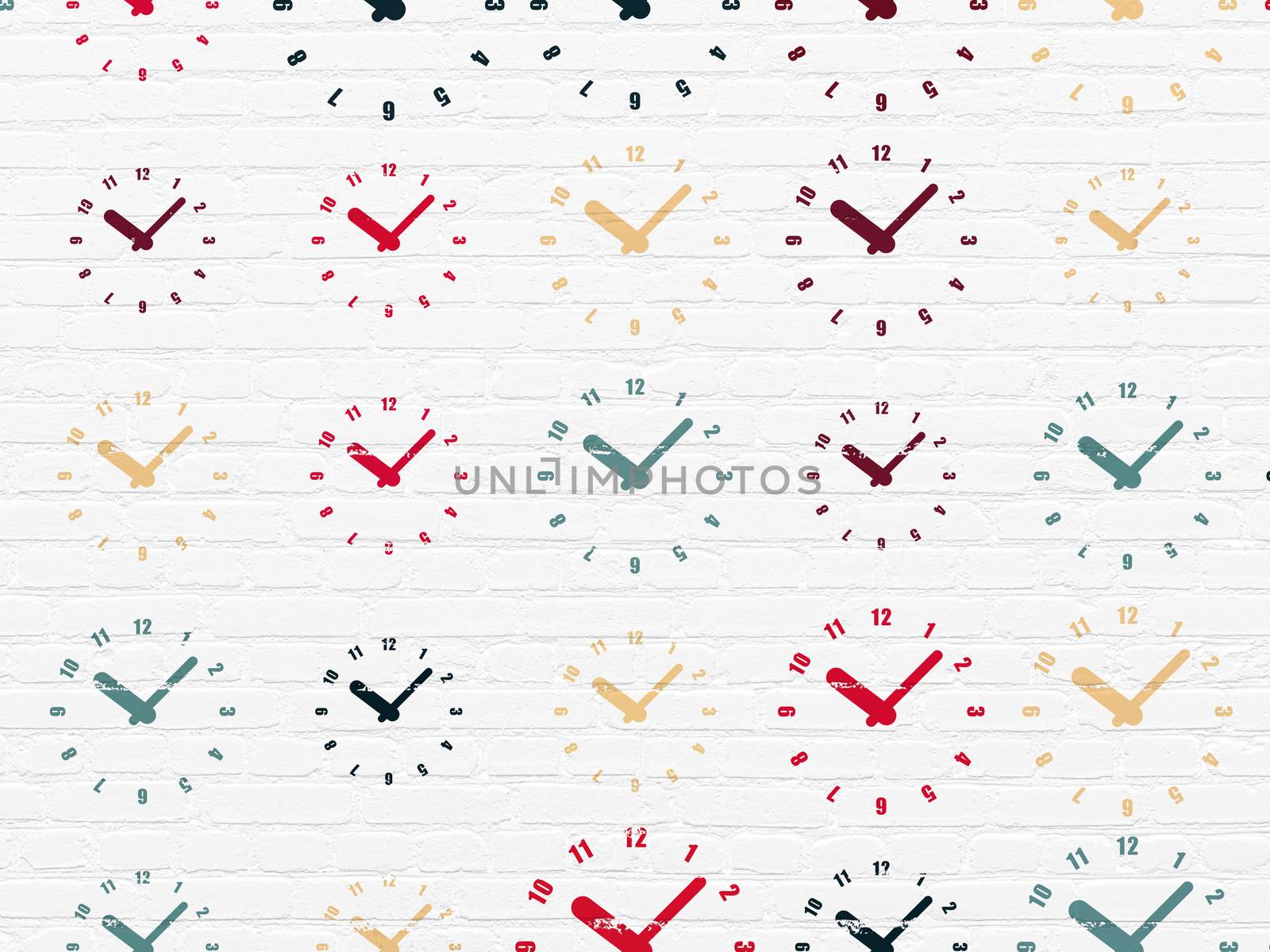 Time concept: Clock icons on wall background by maxkabakov
