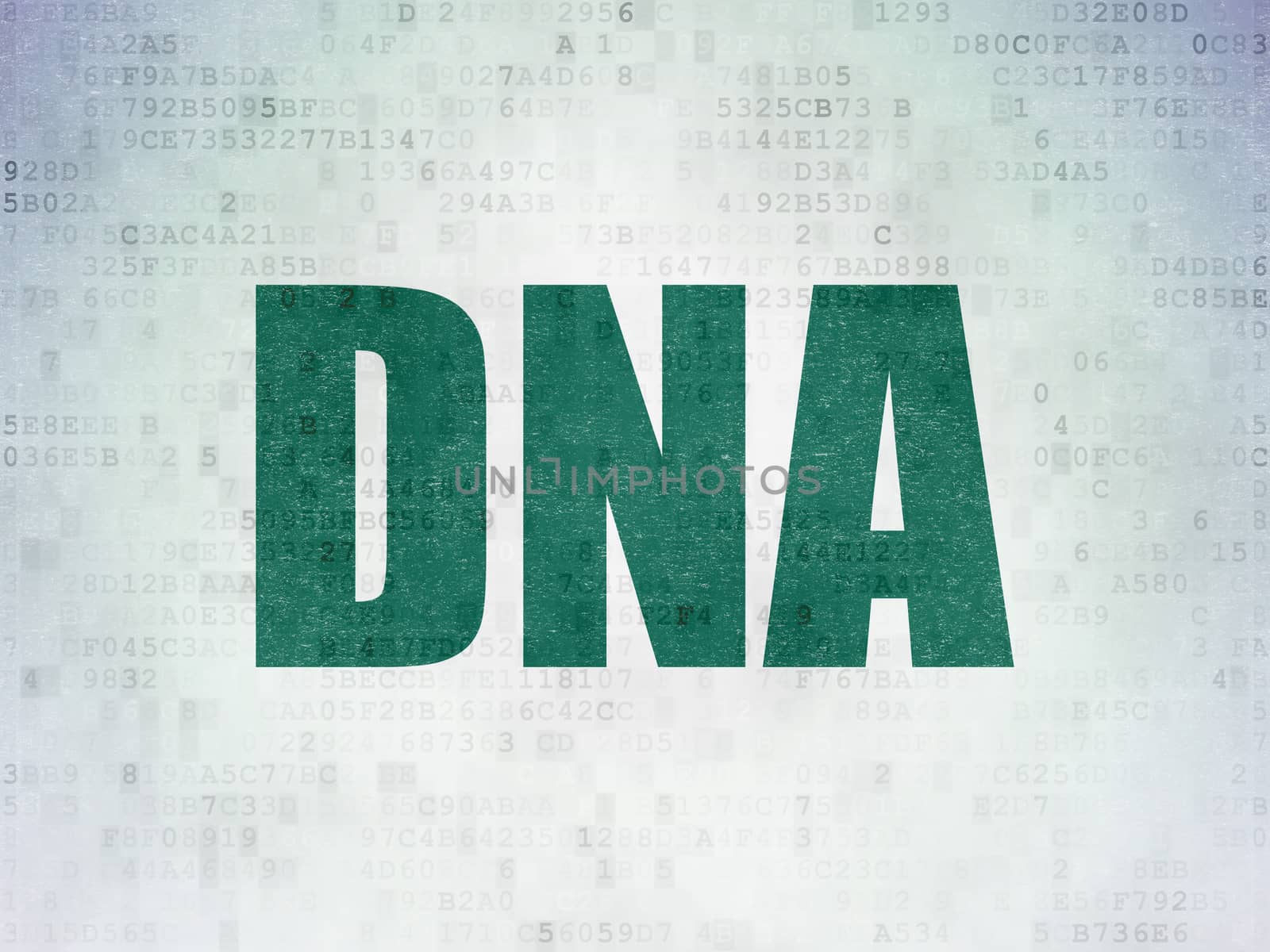Healthcare concept: Painted green word DNA on Digital Paper background