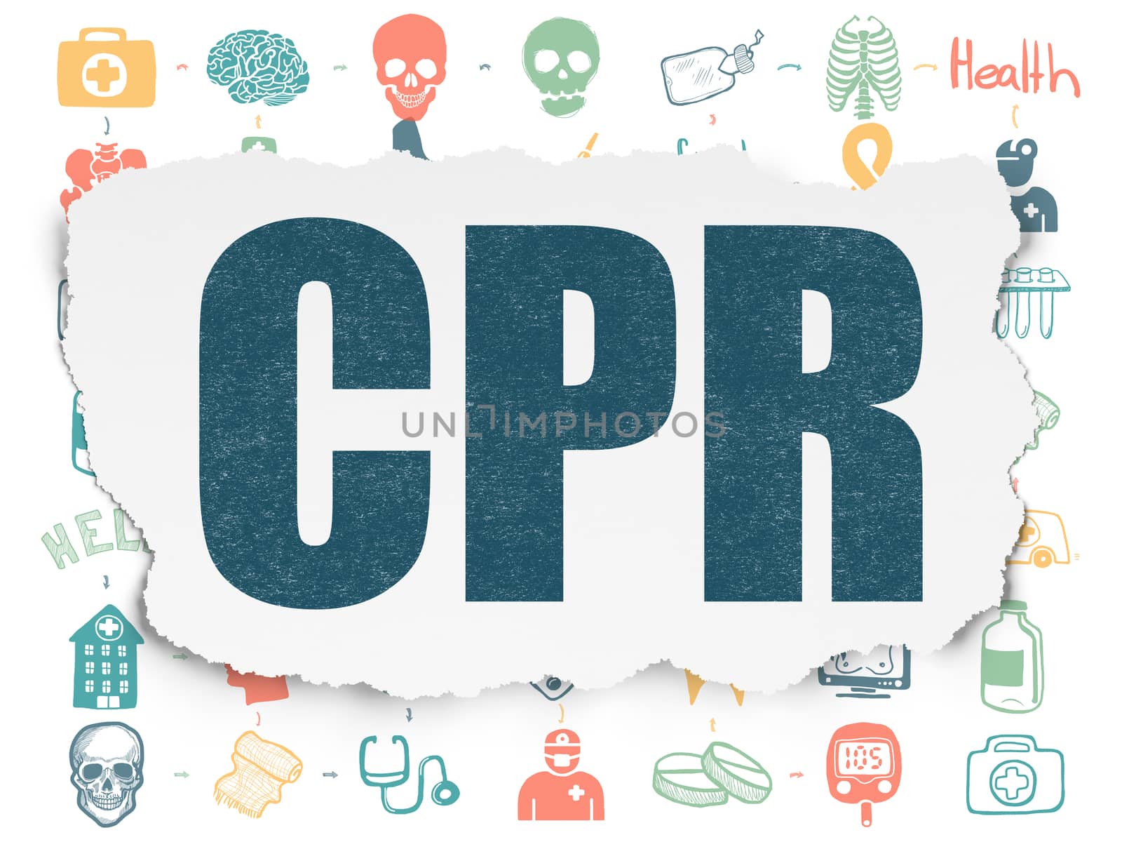 Healthcare concept: CPR on Torn Paper background by maxkabakov