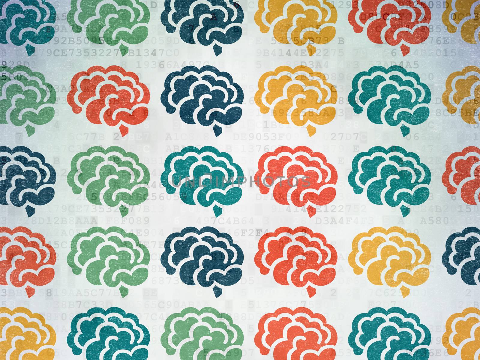 Science concept: Brain icons on Digital Paper background by maxkabakov