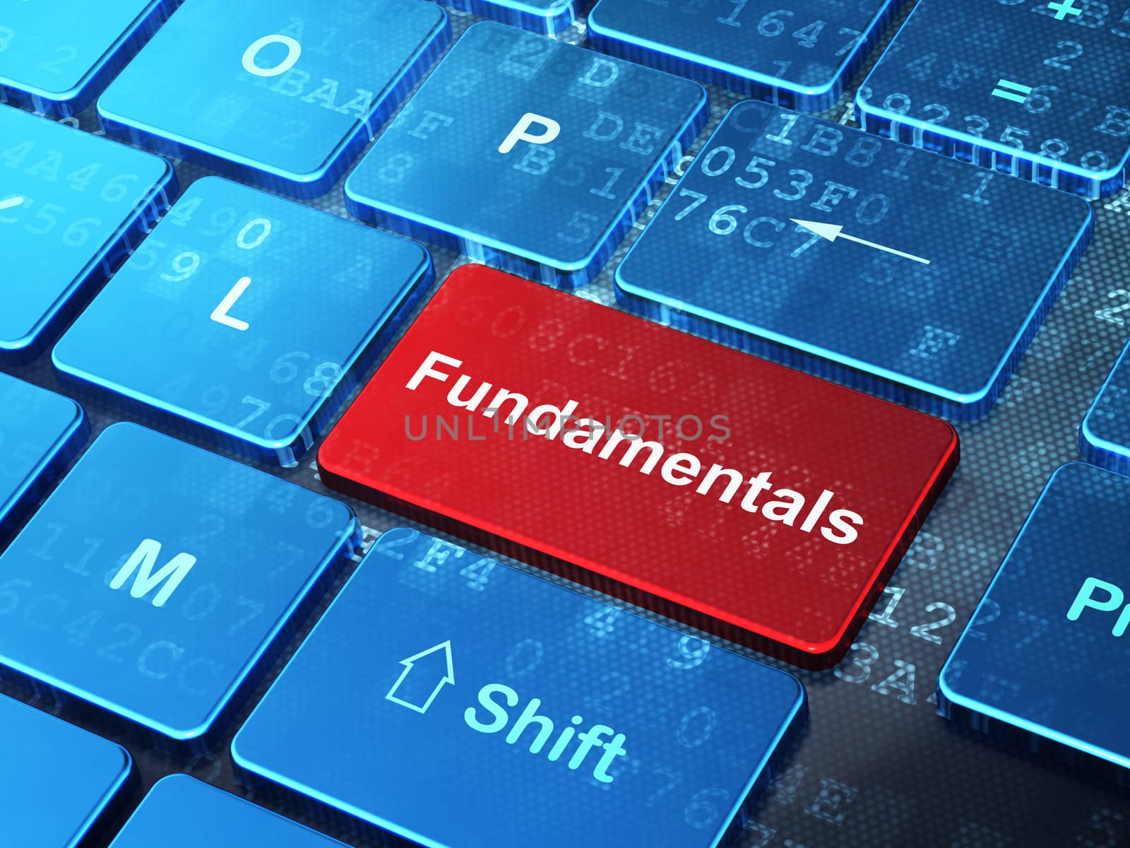 Science concept: Fundamentals on computer keyboard background by maxkabakov