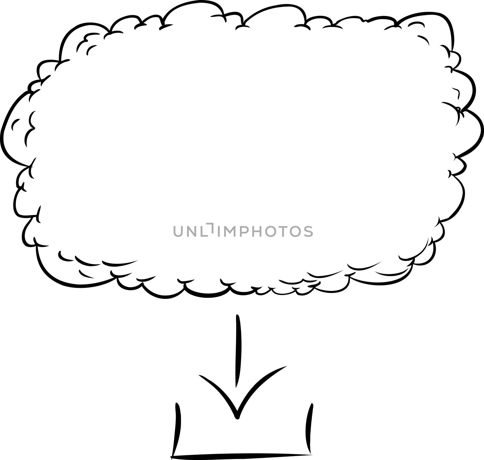 Outline illustration of digital download from cloud based server