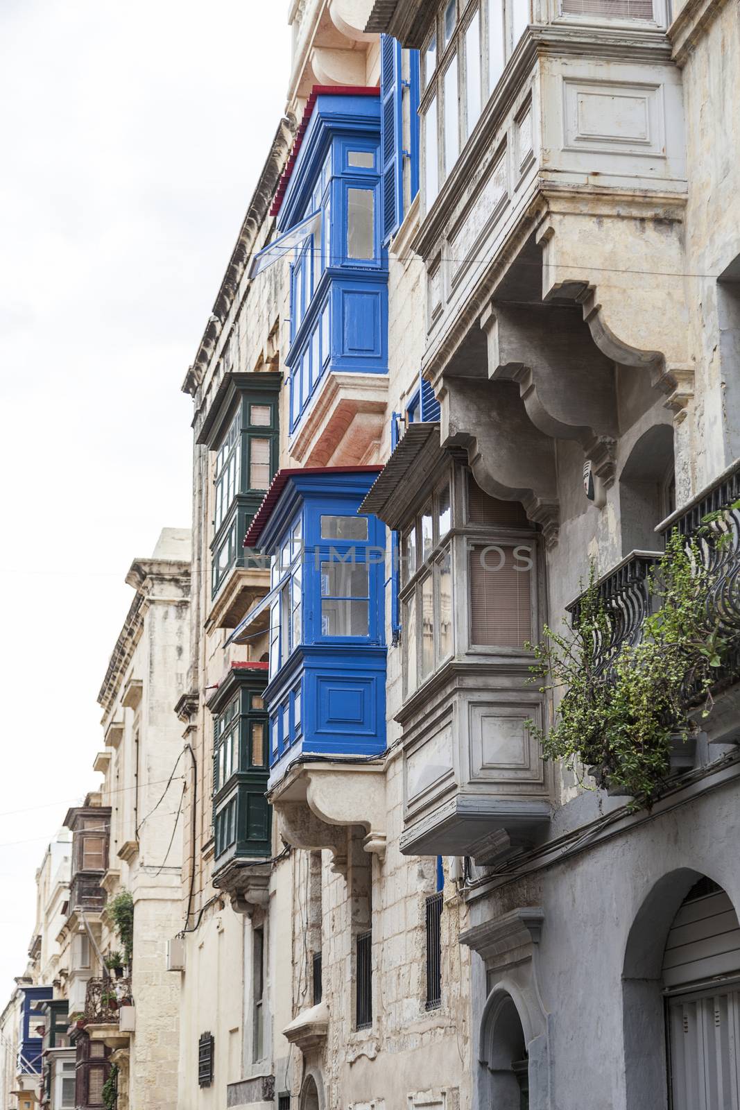 
Colorful Maltese balconies in capital of Malta - Valletta, Europe.