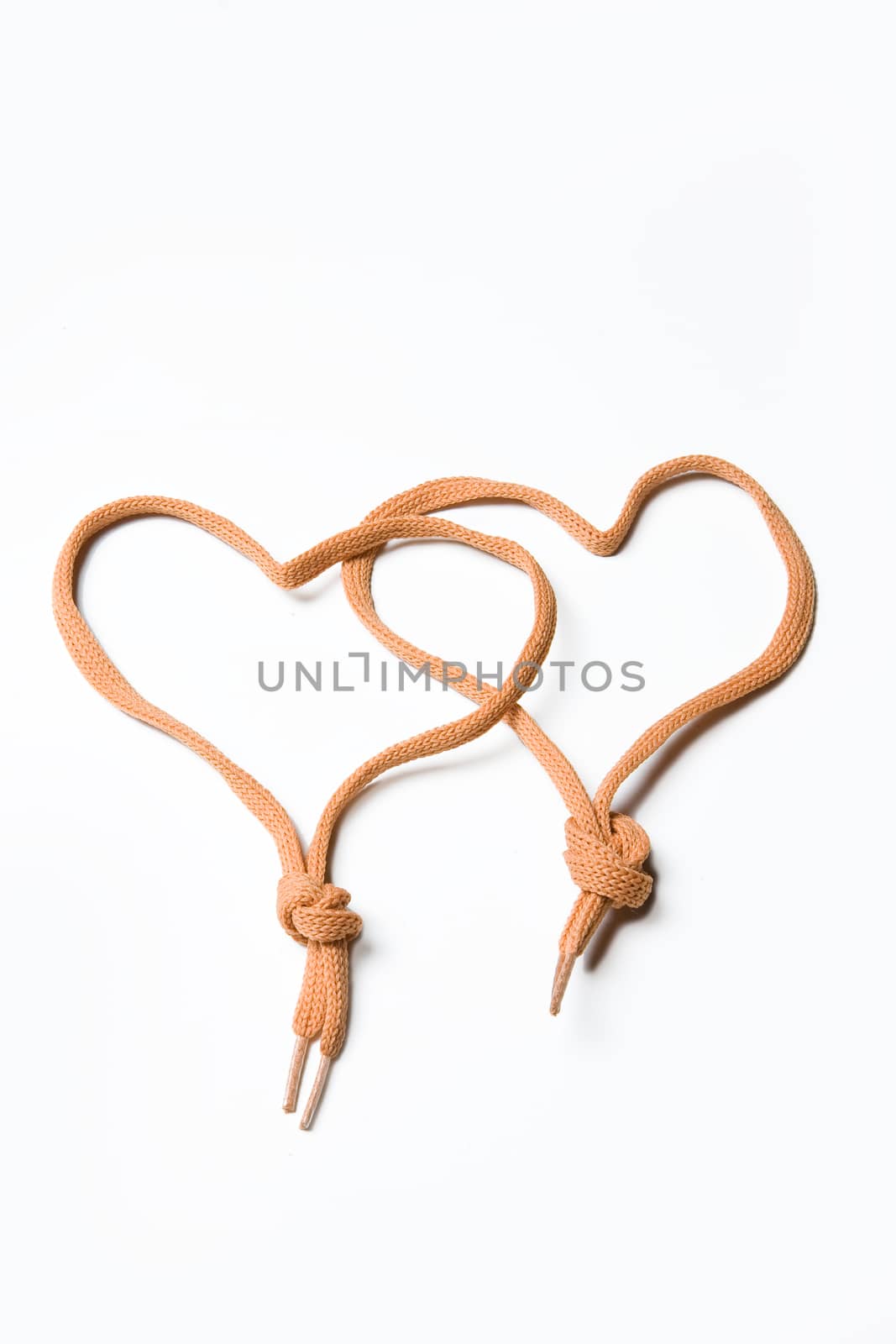 Two shoelaces in the shape of heart