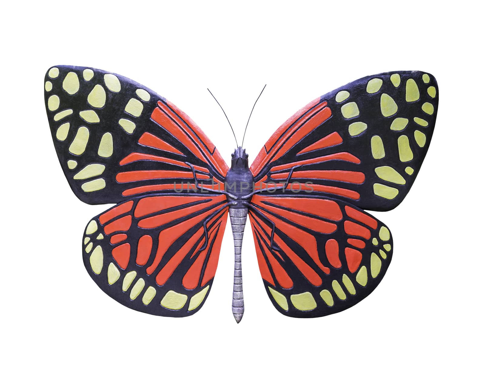 Butterfly statue isolated on white background with clipping path