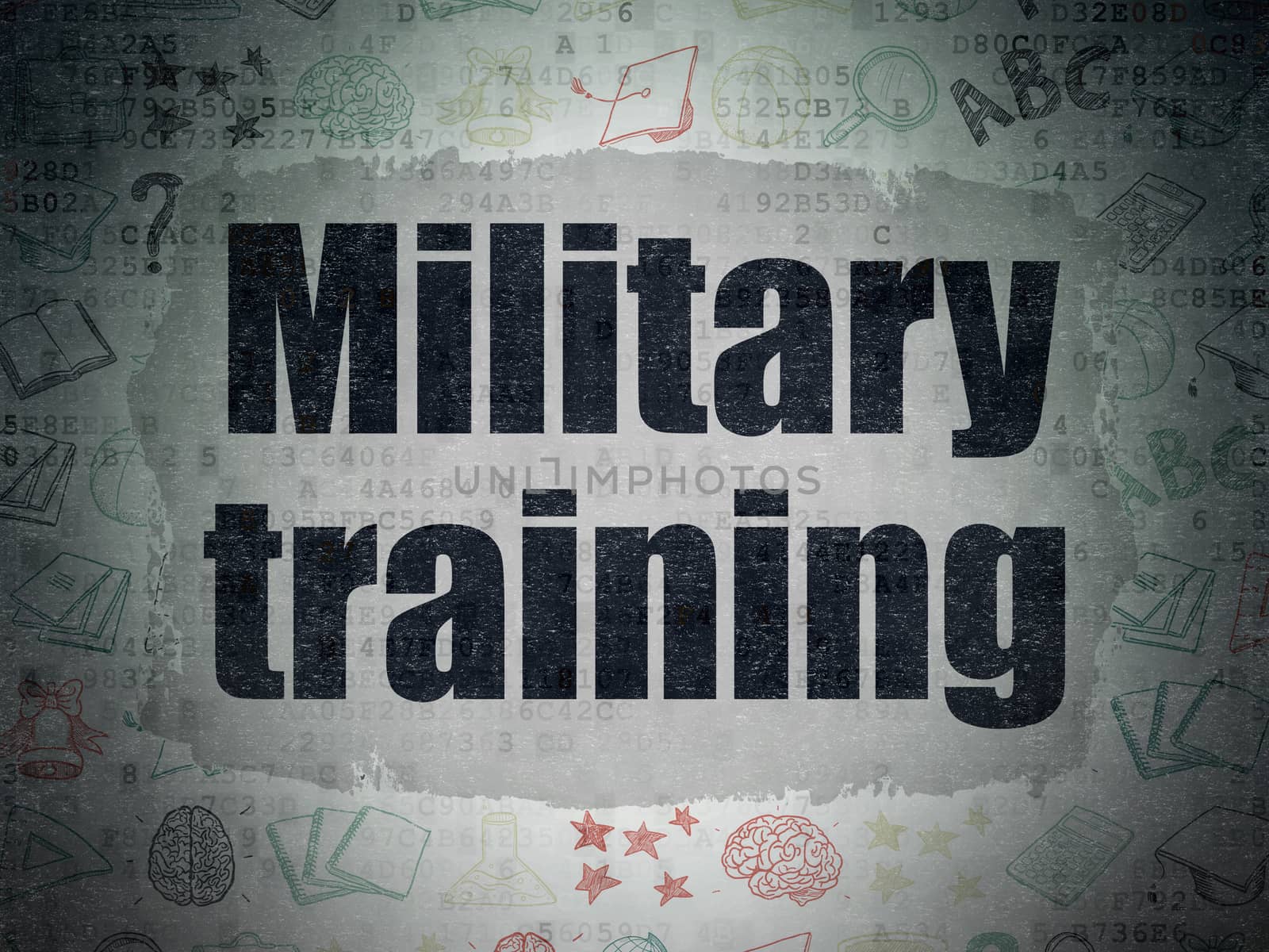 Education concept: Painted black text Military Training on Digital Paper background with   Hand Drawn Education Icons