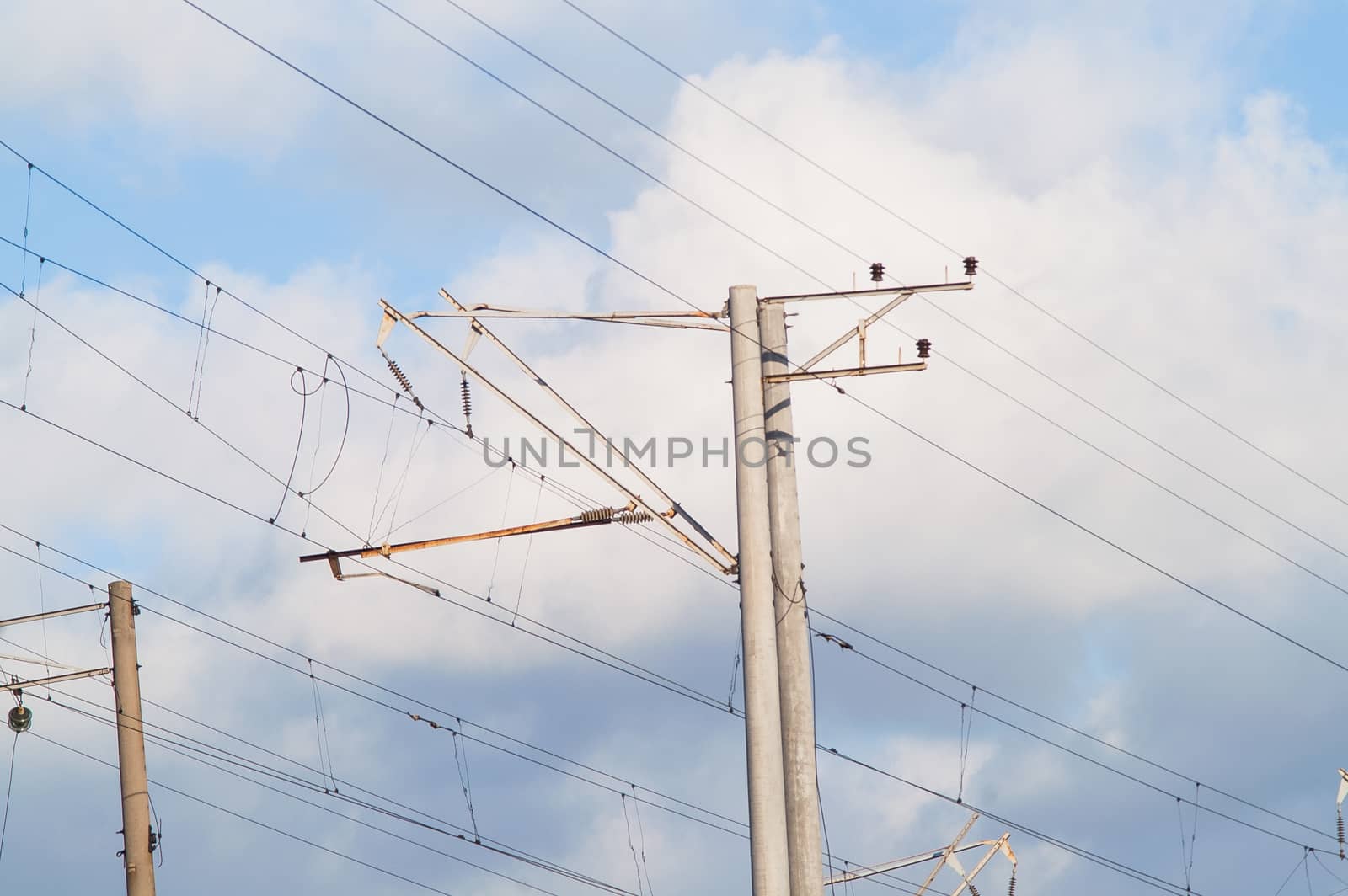 pole line high-voltage wire by antonius_