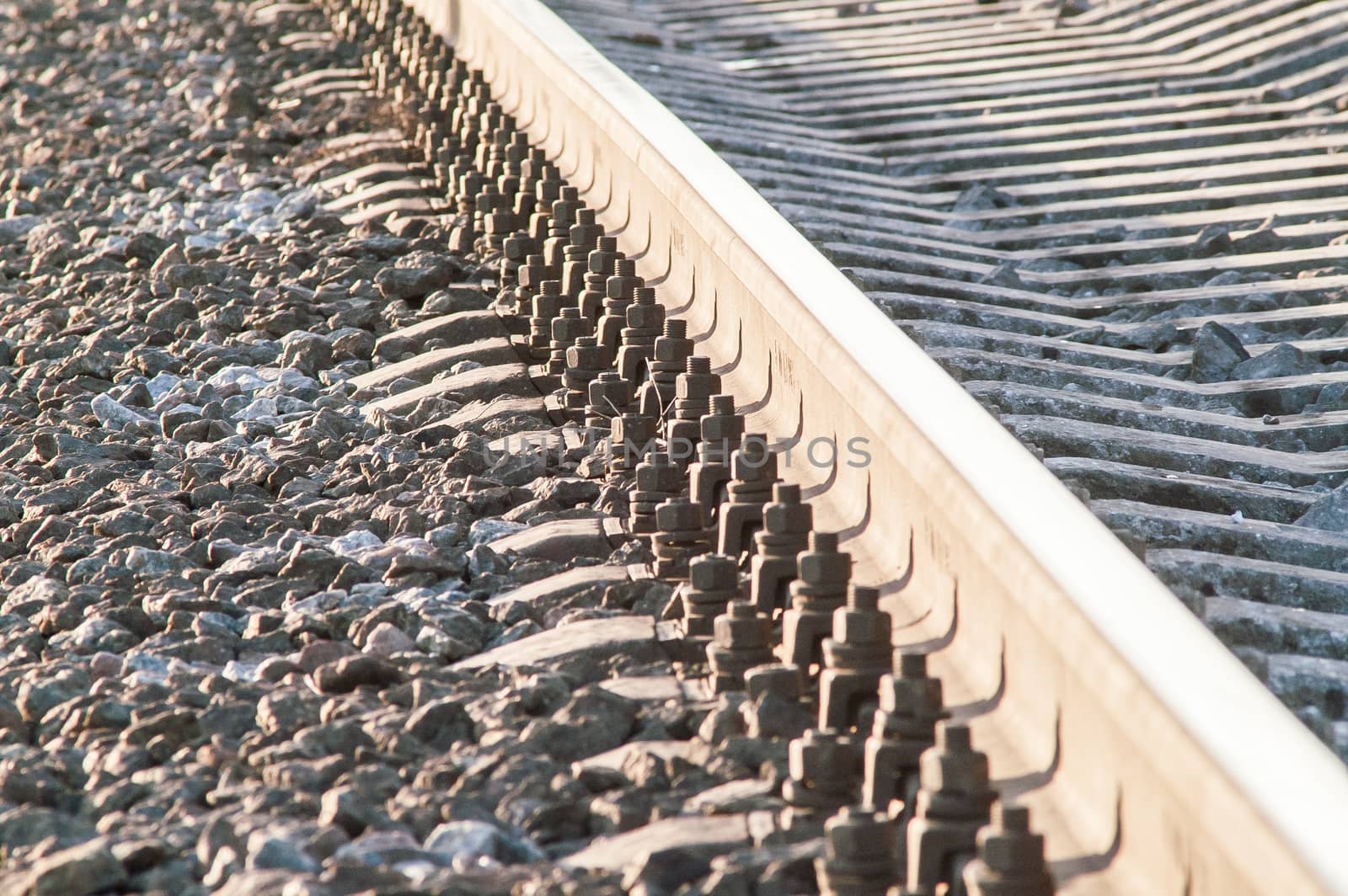 view of the railway close up at sunset