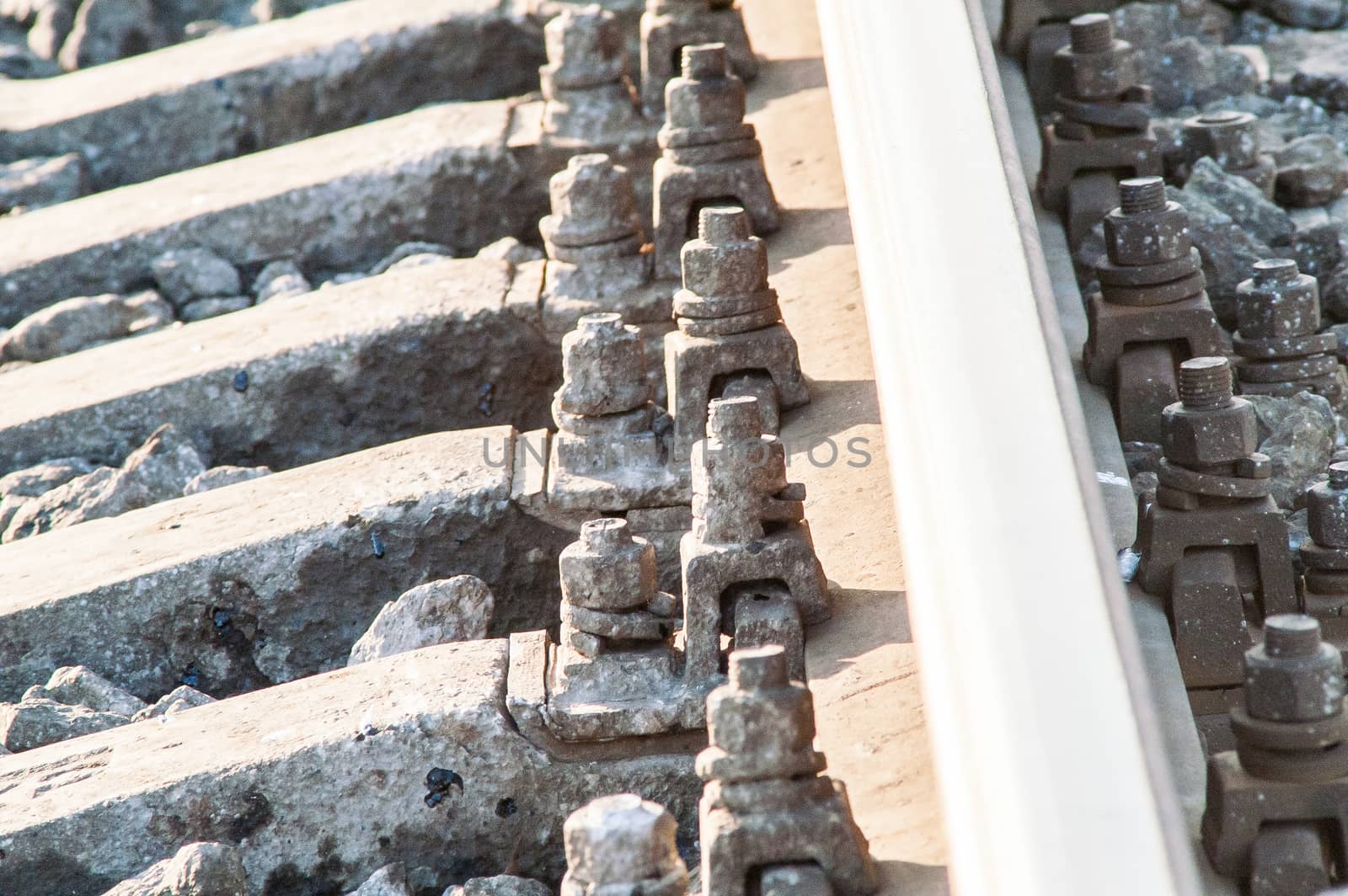 view of the railway close up at sunset